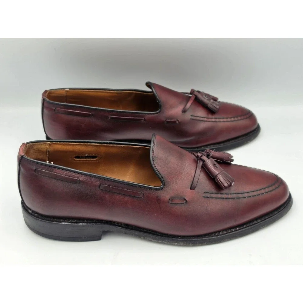 Allen Edmonds Grayson Burgundy Brown Tassel Loafer Dress Shoes Mens Size 9 D